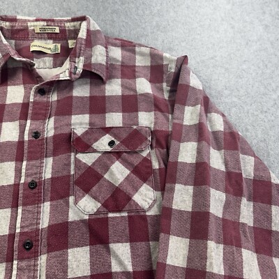 Vintage Fieldmaster Flannel Shirt Men XXL Burgundy Plaid Long