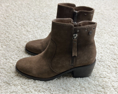 Carmela Booties Ankle Boots Block Heel Womens US 6.5 - 7 EU 37 Brown Suede