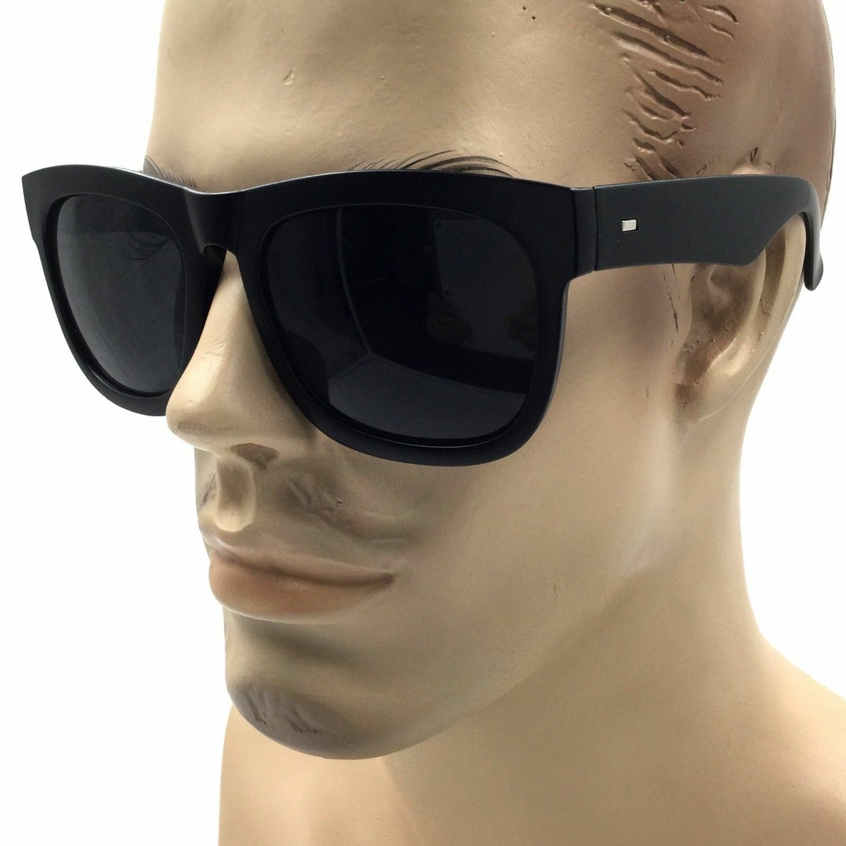 X-Large Wide Fit MENS Black Square Sunglasses Thick Oversize