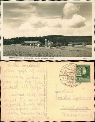 Postcard Oberwiesenthal red Vorwerk recreation home 1938