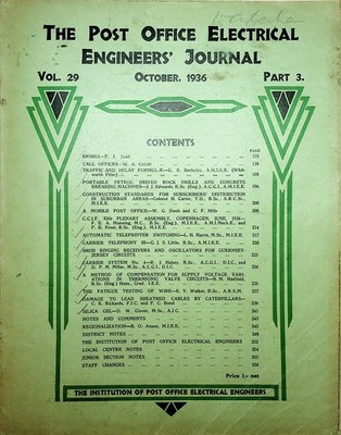 Seltene Post Elektrotechniker Zeitschrift Okt 1936 Zeitschrift GPO Technik