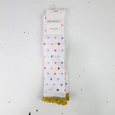 Little Stocking Girls 7-10Y White Dots Gold Lace Knee High Socks