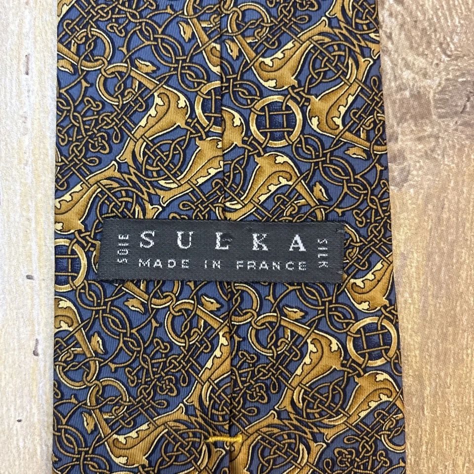 Gravata e freio vintage Sulka masculina de seda equestre - Imagem 2 de 4