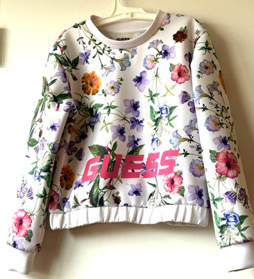 Guess Girls White Floral Pullover Sweater size 10