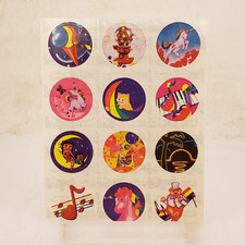 RARE Vintage Lisa Frank Intact Circle Sticker Sheet Modules