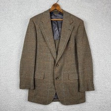 Vintage Brooks Brothers Brown Tweed Windowpane Plaid Sport Coat Men s Size 39