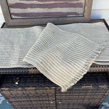 Corredor de mesa con flecos a rayas de yute 72” granja boho fibra natural arpillera rústica