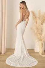 NWT Lulu’s Perfectly Beloved White Lace Sleeveless Lace-Up Maxi Dress M