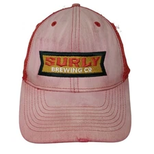 Surly Brewing Co Snapback Trucker Hat Red OS Adjustable Mesh Back Advantage