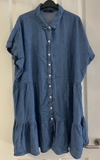 V By Very Ladies Denim Short Sleeve Shirt Dress - Size 18 