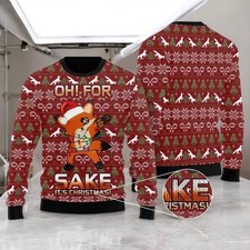 Oh For Fox Sake Ugly Christmas Sweater, Funny Fox Lover Xmas Top Gifts