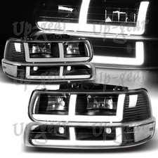 For 1999-2002 Chevy Silverado 1500 2500 G2 Drl Led Black Headlights Bumper 4pcs For 1999-2002 Chevy Silverado 1500 2500 G2 Drl Led Black Headlights Bumper 4pcs