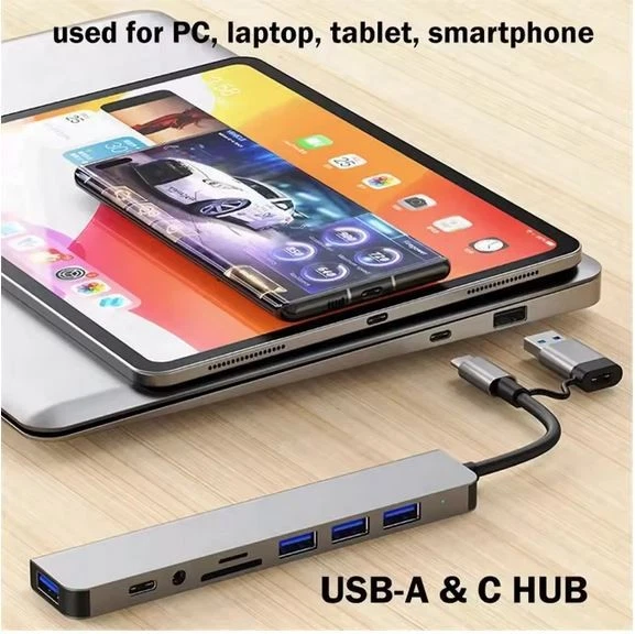 8 en 1 Puerto USB C Expansor USB 3 Hub Tipo C Divisor Tipo C Dock Adaptador Multipuerto - Imagen 2 de 3