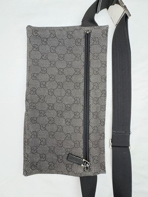 美品 GUCCI GG Canvas Waist Bag Body Bag GUCCI GG Canvas Waist Pouch Shoulder Bum Bag Belt Bag Black