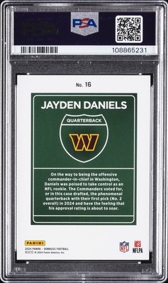 2024 PANINI DONRUSS DOWNTOWN! #16 JAYDEN DANIELS ROOKIE RC PSA 10