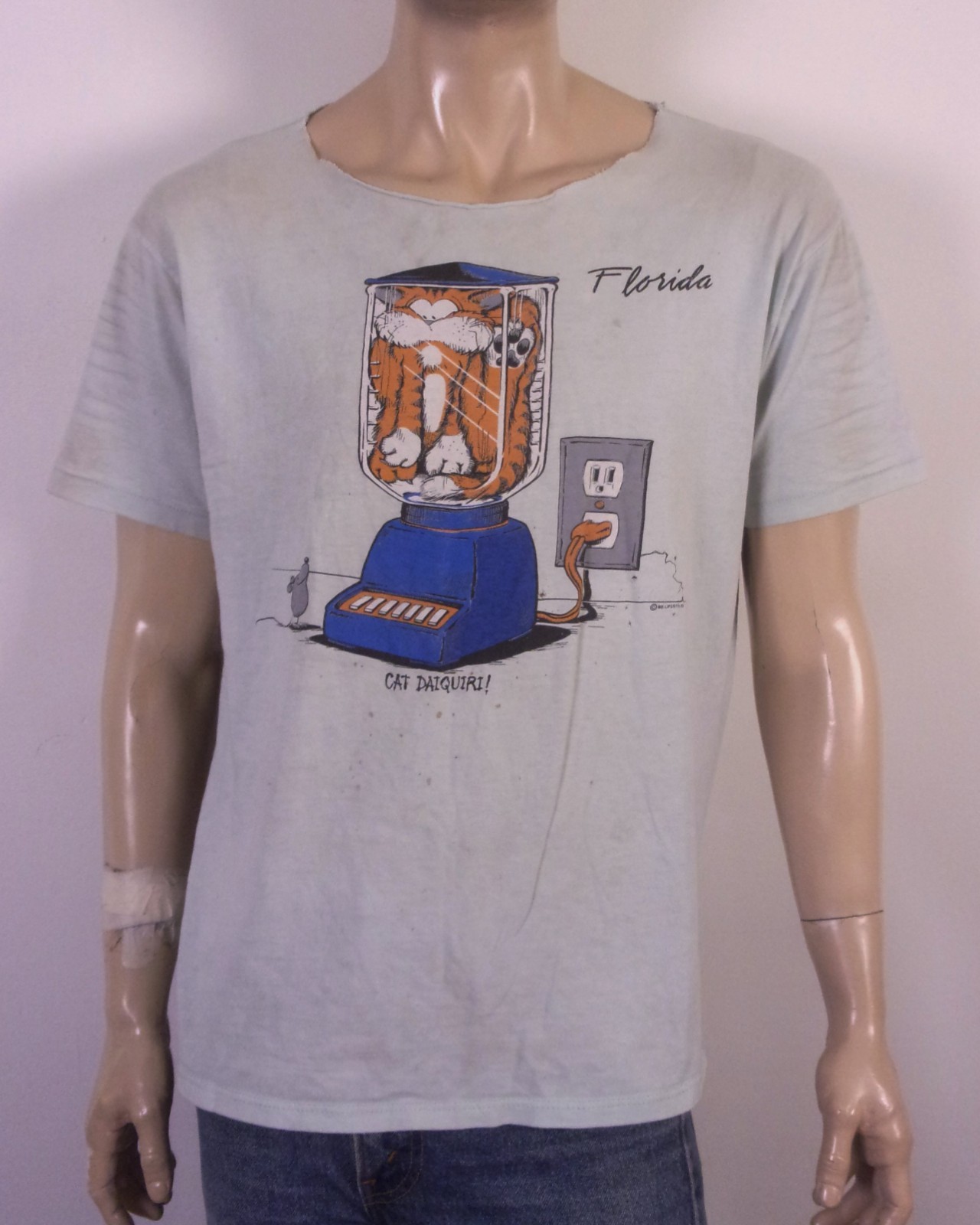 vintage 80s single stitch 1986 Lifestyles Cat Daiquiri T-Shirt Florida Cut XL