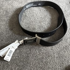 Buckle 1922 Black Genuine Leather Belt Men’s 34 87 Silver Black Buckle