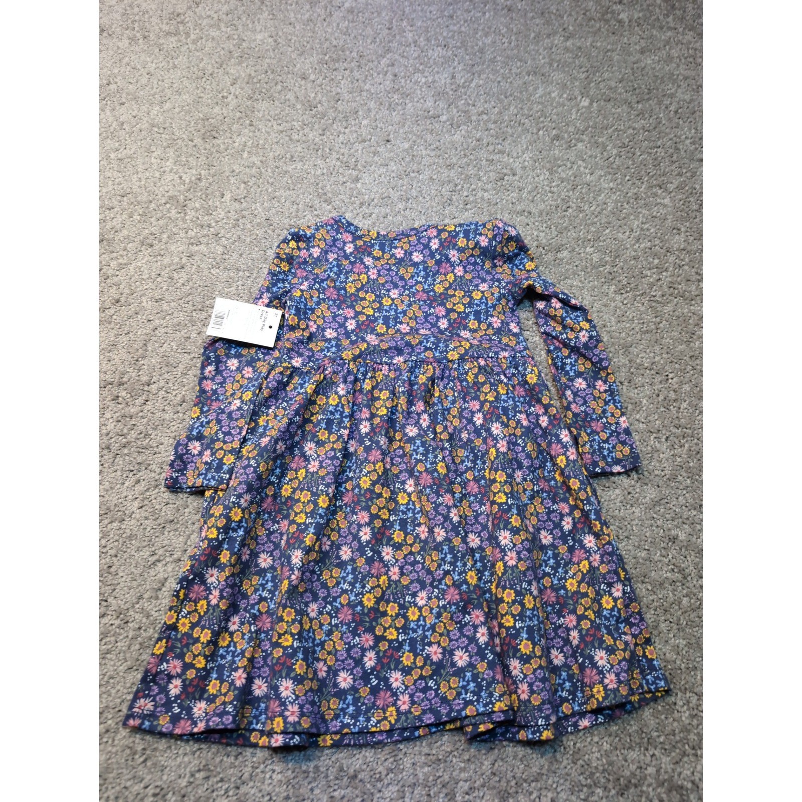 Jumping Beans Girls All Day Play Dress Floral Navy Blue Size 3T Long Sleeve