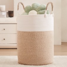 80L Large Laundry Hamper Basket Tall Woven Rope Clothes Hamper Blanket Basket...