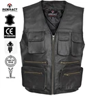 RIDERACT Men Leather Motorcycle Vest Cargo Biker Waistcoat Motorbike Vest
