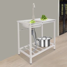 Freestanding Sink Kitchen Sink Rectangular Kitchen Sink w/Faucet Stainless Steel