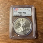 2015 $1 Silver Eagle - PCGS MS69 First Day Of Issue/First Strike - Flag Label