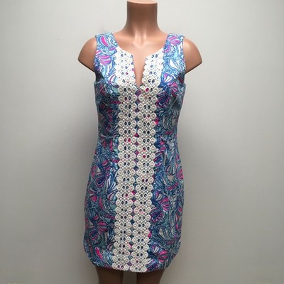 knee length dresses for ladies Tulip Blue Crochet Mini Dress