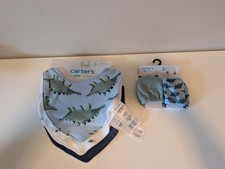 Carters Child Of Mine 3-Pack Bandana Bibs 2-Pack Mittens Dinosaur Print Baby A