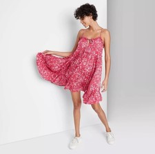 Wild Fable Sleeveless Tie Front Breezy Dress Size Small Dark Pink Floral Size Sm