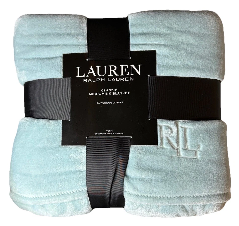 Lauren Ralph Lauren Classic Micromink Plush Blanket Light Green Twin 66" x 90" - Image 3 of 4