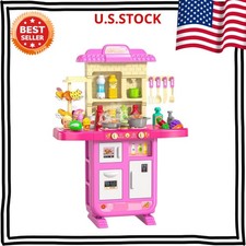 36 in Kids Kitchen Playset for Ages 2-6 4-8, Play Kitchen , Pink