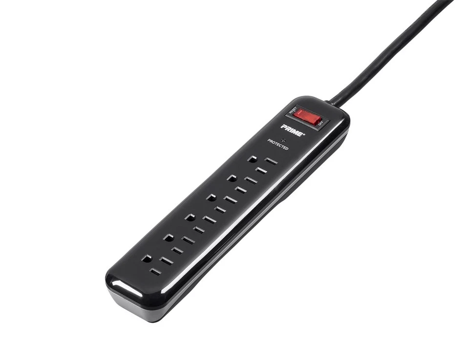 6 Outlet Surge Protector Power Strip with Low-Profile Plug with 4ft Cord. - Image 2 of 4