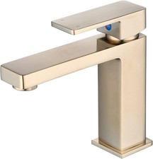 Bathroom Sink Faucet Gold Brushed Single Handle One Hole Vanity Vessel Tap