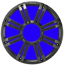 Kicker 45KMG12C Marine Boat 12" Subwoofer Charcoal Multi Color Light Sub Grill