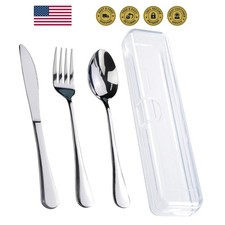 Travel Utensils With Case, Stainless Steel Reusable Portable Utensils Set Wit...