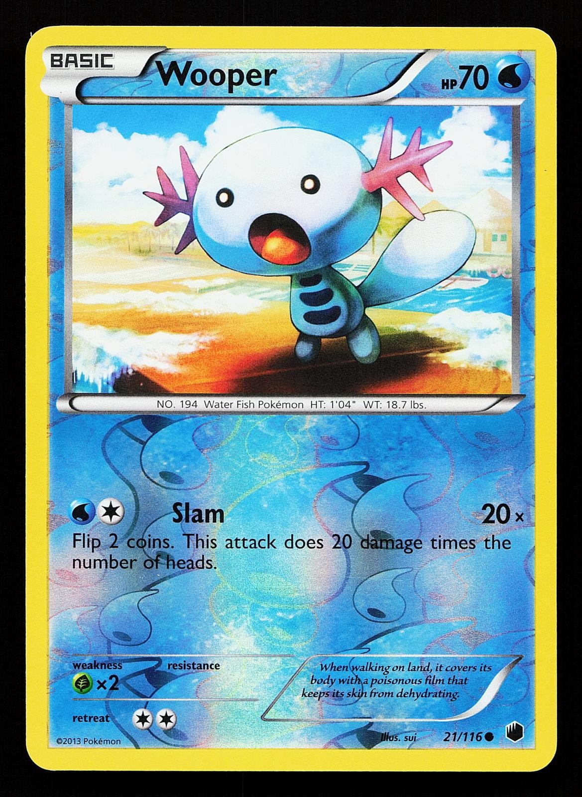 Wooper 21/116 Reverse Holo Common Plasma Freeze Pokemon Card