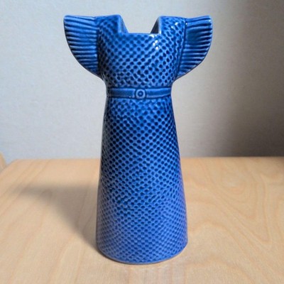 Lisa Larson Dress Wardrobe Ceramic Vase Blue Sweden