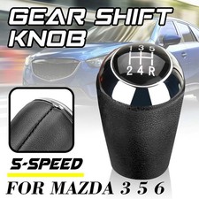 5-Gang für Mazda 3 5 6 CX-7 MX-5 PU Leder Schaltknauf Knauf Schwarz Chrom
