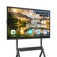 85 Inch 4K UHD Smart Board, Interactive Digital Whiteboard, 20-Point Touchscreen