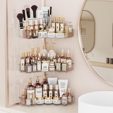 3-Tier Corner Bathroom Counter Organizer with Top Toothbrush Holders,Large Ma...