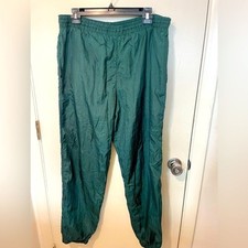 Vintage ladies unbranded track pants sz L 80s athletic retro dark green lined