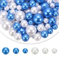 200 Pcs Pearl Bead for Vase Filler, 20/14/10mm Floating Beads(Bright Blue White)