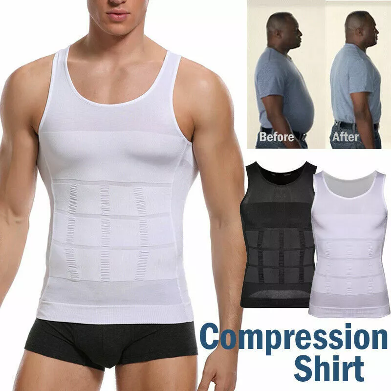 New Men's Slimming Body Shaper Compression T-Shirt Round Neck