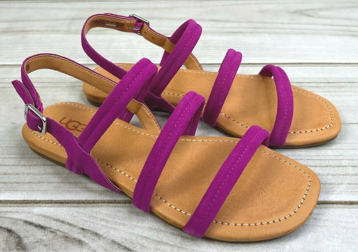 UGG Women's W Mytis Pink Fuchsia Suede Strappy Sandals Size 6 1121594 Beach NWB