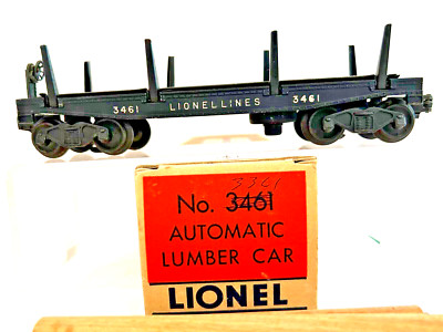 LIONEL3461 #1 AUTO LUMBER DUMP CAR-Var-B (HEAT STAMPED) BLT'49-53 IN ORIG. BOX