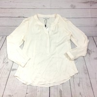 Milly Women's Stretch Silk Crepe Tessa Blouse Size 0 Ivory Longsleeve $275 Milly Women's Stretch Silk Crepe Tessa Blouse Size 0 Ivory Longsleeve $275