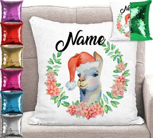 llama sequin pillow