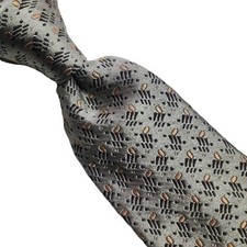 2A) ROBERT TALBOTT BEST OF CLASS BOND STREET GRAY GEOMETRIC SILK TIE MADE IN USA