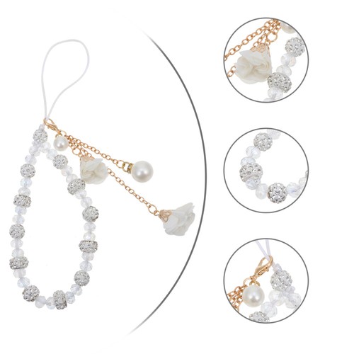 Pendentif fleur cristal Miss accessoire téléphone portable perle bracelet pour - Photo 3/12