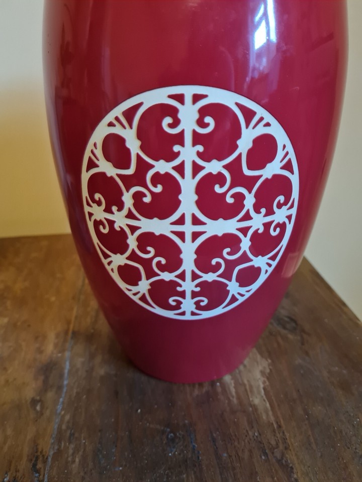 TALL red ceramic vase by Sainsbury's 26cm tall eBay